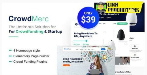 Crowdmerc - Crowdfunding Startup Fundraising WordPress Theme