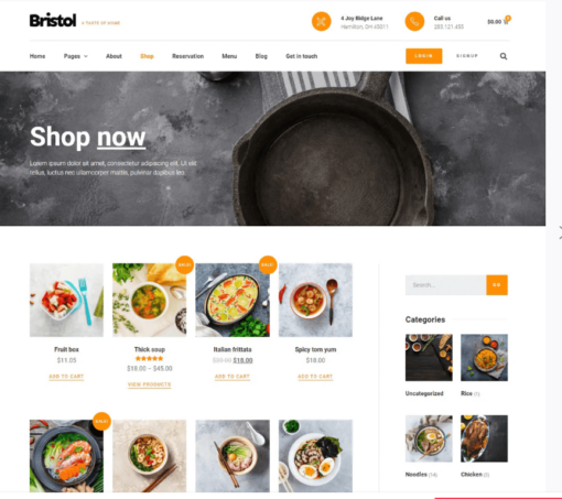 BRISTOL – FOOD DELIVERY &AMP; CATERING ELEMENTOR TEMPLATE KIT
