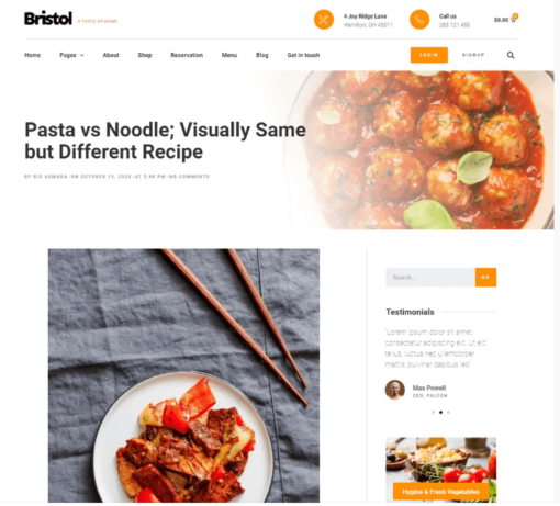 BRISTOL – FOOD DELIVERY &AMP; CATERING ELEMENTOR TEMPLATE KIT