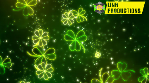 Neon Clover Leaves Falling Background